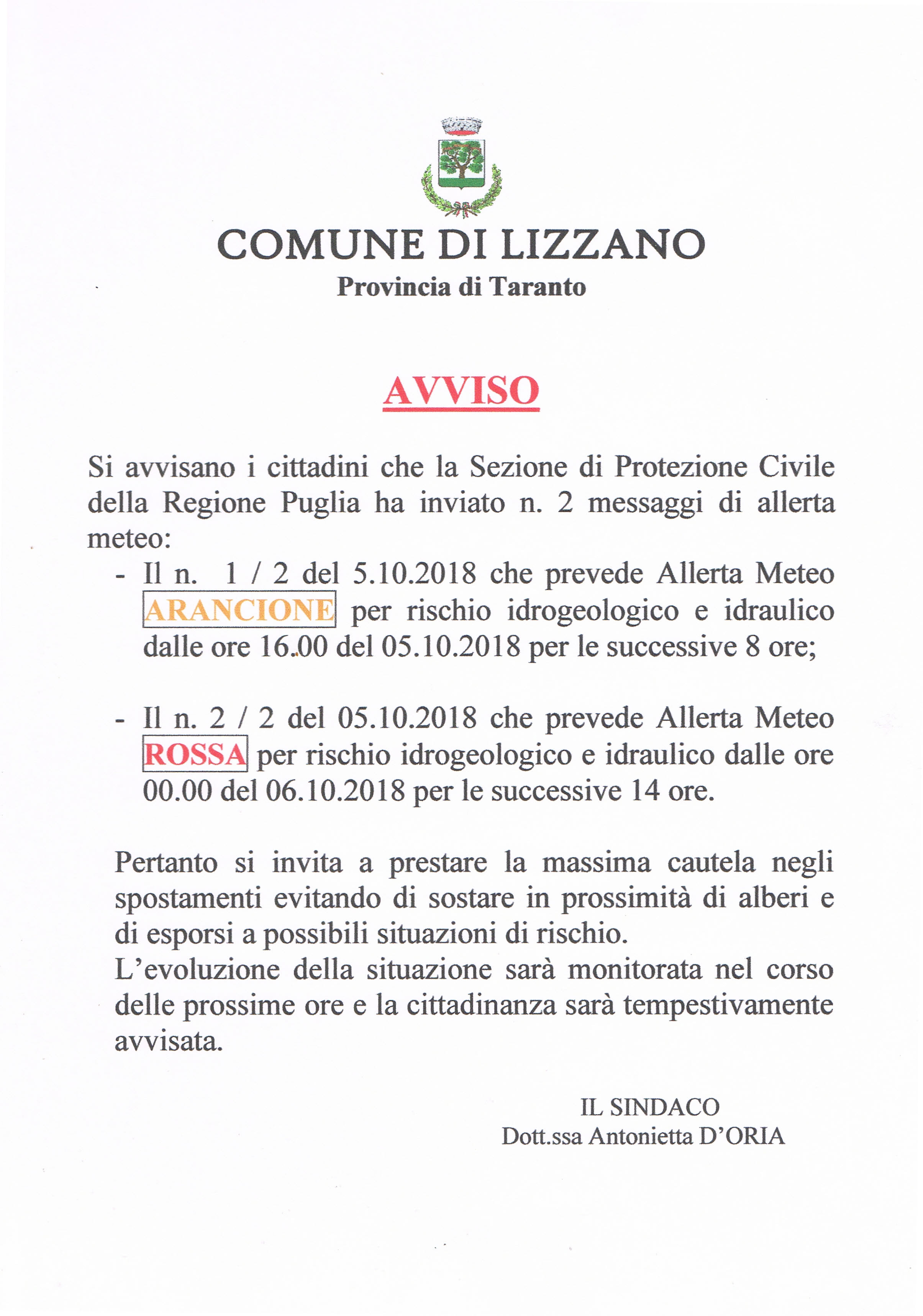 titolo immagine Immagine di Avviso allerta meteo