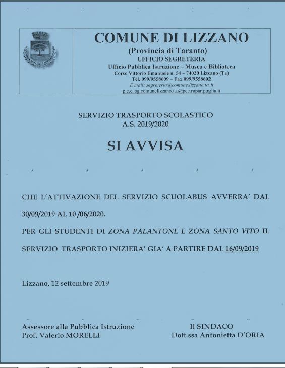 titolo immagine Immagine di Servizio trasporto scolastico a.s. 2019-2020 - avviso -