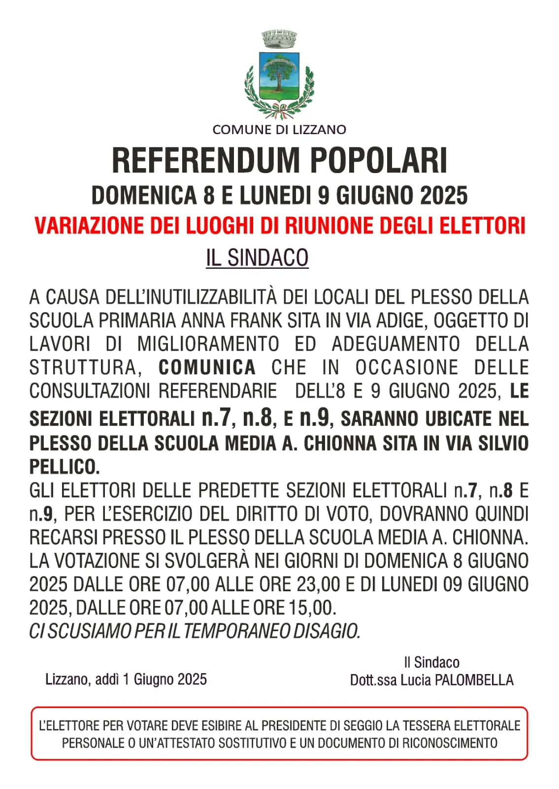 titolo immagine Immagine di REFERENDUM POPOLARI ABROGATIVI (domenica 8 giugno e lunedì 9 giugno 2025)