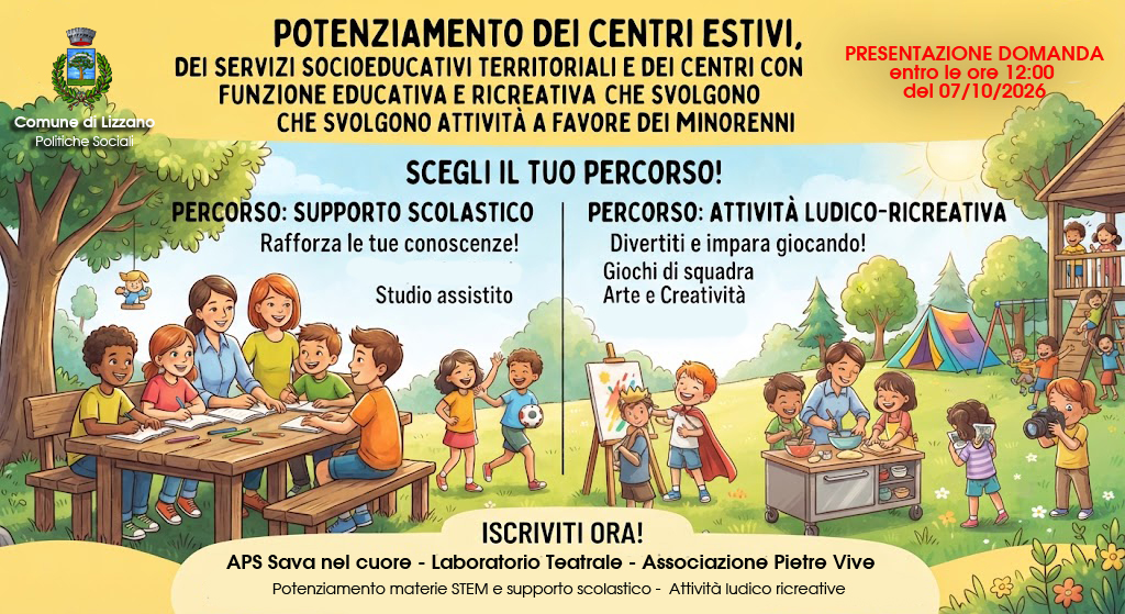 Immagine di AVVISO - Potenziamento dei centri estivi a favore dei minorenni - Anno 2026.